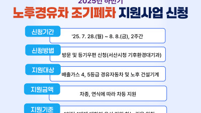 서산시, 하반기 노후경유차 조기 폐차 지원 사업 시행
